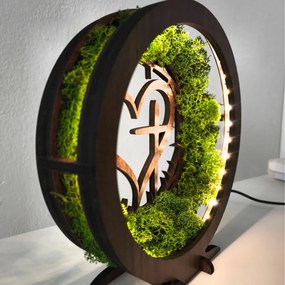 Drevená LED lampa s machom – Srdce a Kríž I SENTOP LED0582-ORECH-WENGE
