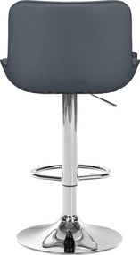 Barová stolička Vonore - koženka, chróm rám - Sivá