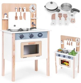 Detská drevená kuchynka Ecotoys s príslušenstvom biela