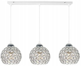 Závesné svietidlo Crystal, 3x strieborné krištáľové tienidlo, (chrómové uchytenie), w