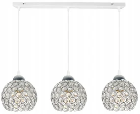 Závesné svietidlo Crystal, 3x strieborné krištáľové tienidlo, (chrómové uchytenie), w