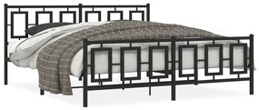 Kovový rám postele s čelom a podnožkou čierny 183x213 cm 374264
