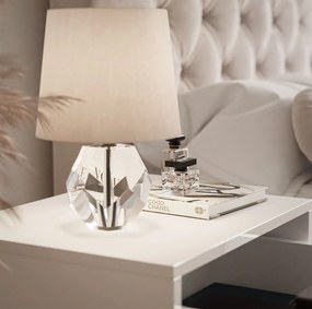 Dizajnový nočný stolík GIANI  biely lesk + chróm