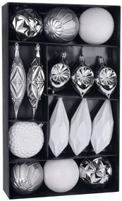 Gule MagicHome Vianoce, set, 16 ks, bielo - strieborné, na vianočný stromček, 8-15 cm