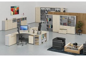 Kancelársky písací stôl rovný PRIMO GRAY, 1200 x 800 mm, sivá/breza