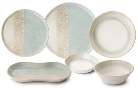 27-dielna jedálenská súprava, béžová/zelená, porcelán