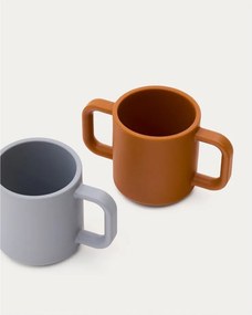 Modré/oranžové silikónové detské hrnčeky v súprave 2 ks Lili – Kave Home