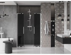 Mexen Velar L Duo, posuvné sprchové dvere do otvoru 160 cm, 8mm šedé sklo, biela matná, 871-160-003-42-20