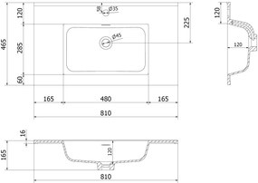 Mexen Rivel, kúpeľňová skrinka 80 cm s umývadlom Otis, 2 zásuvky, drážkovaná, sivá matná/biela, 91A20-08047-2-BFF62-W18M01