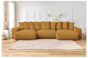 Menčestrová rohová pohovka v horčicovej farbe Voltaire – Bobochic Paris