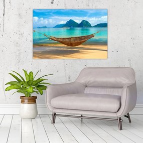 Obraz - Hojdacia sieť na pláži (90x60 cm)