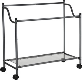 Kôš na bielizeň s kolieskami, 4 priehradky, vozík na bielizeň, 4 x 35L, sivý