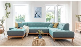 Tyrkysovomodrá rozkladacia rohová pohovka (pravý roh/do tvaru "U") Dazzling Daisy – Miuform