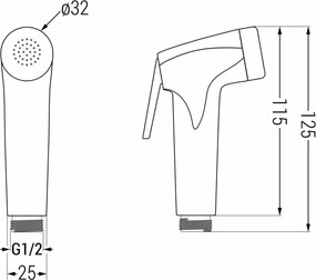 Mexen príslušenstvo - R-76 Ručná bidetová hlavica, 1-funkčná, grafitová, 79576-66
