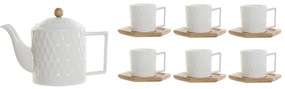 Kávová súprava, "WHITE DROP" porcelán-bambus, šálky 90ml s podšálkami na podnose, 14ks