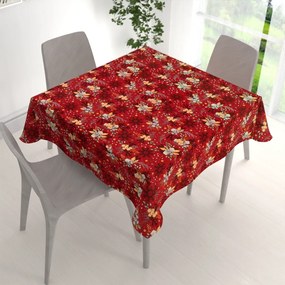 Biante Bavlnený štvorcový obrus Sandra SA-714 Vianočné cezmíny na červenom 90x90 cm