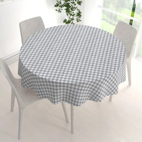 Biante Dekoračný okrúhly obrus Rebeka RE-019 Sivo-biela kocka stredná Ø 120 cm