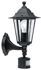 EGLO 22469 - Vonkajšie nástenné svietidlo so senzorom LATERNA  1xE27/60W čierna