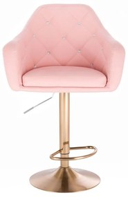 LuxuryForm DESIGN Barová stolička ROMA na zlatom tanieri - ružová