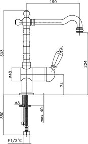 Sapho Sapho, KIRKÉ WHITE stojánkova drezová batéria, biela páčka, zlatá lesklá, KI14BZ