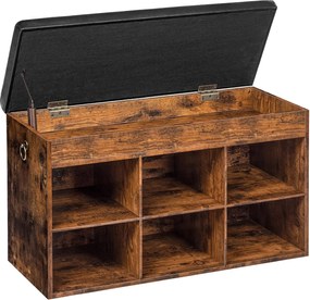 Botník s lavicí a úložným prostorem Vasagle Carmio 80 cm černý/hnědý