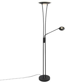 Moderná stojaca lampa čierna vrátane LED s čítacím ramenom - Ibiza