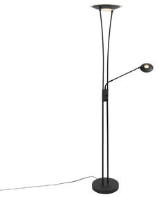 Moderná stojaca lampa čierna vrátane LED s čítacím ramenom - Ibiza