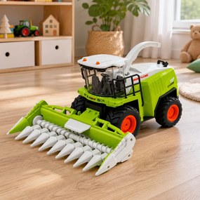 LEAN Toys Kombajn s rezačkou na kukuricu, diaľkovo ovládaný RC, svetlá a zvuky, mierka 1:24