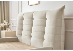 Béžová čalúnená dvojlôžková posteľ s úložným priestorom s roštom 180x200 cm Clothilde – Bobochic Paris
