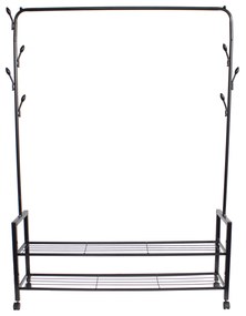 Wellhox 2-policový vešiak na kabáty s kolieskami