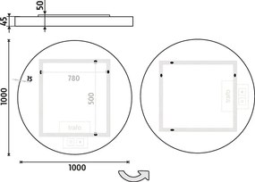 Nimco Biele LED zrkadlo priem. 1000 s dvoma dotykovými senzormi - ZPB 31004RVX-05