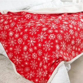 B.E.S. Petrovice Baránková deka Buffalo Vločky červená, 150 x 200 cm