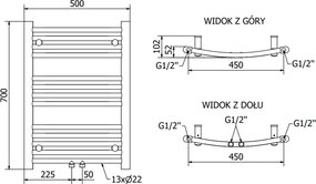Mexen Ares, vykurovacie teleso 700x500 mm, 226 W, zlatá lesklá, W102-0700-500-00-50