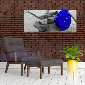 Obraz - Modrá ruža (120x50 cm)