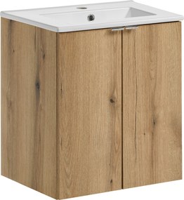 Comad Kúpeľňová skrinka s keramickým umývadlom Nova Oak 50 cm - dekor duba