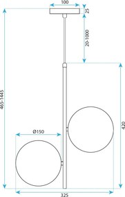 Toolight Toolight, závesné svietidlo 2xE27, G118-2CP, zlatá, OSW-09737