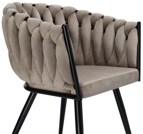 Jedálenská stolička ASTON zamatová, béžová / hnedá