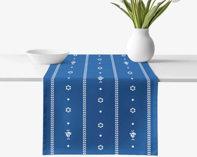 Goldea behúň na stôl 100% bavlnené plátno - na mú dušu na modrej 35x120 cm