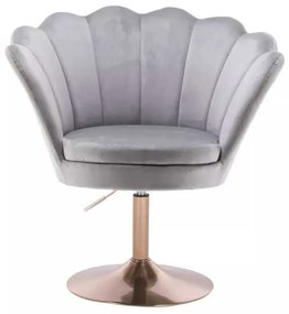LuxuryForm DESIGN Kreslo FREY VELUR na zlatom tanieri - svetlo  šedé
