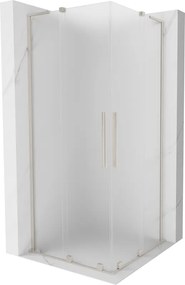 Mexen Velar L Duo, sprchový kút s posuvnými dverami 80 x 80 cm, 8mm sklo námraza, brúsená oceľ, 871-080-080-02-33-97
