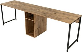 Dvojitý pracovný stôl z borovice a čiernej farby