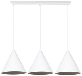Závesné svietidlo Soho, 3x biele kovové tienidlo, (fi 25cm)