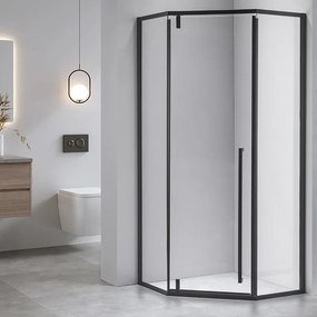BPS-koupelny Päťuholníkový sprchový kút BS07B 90x90 čierna/transparent - bez vaničky