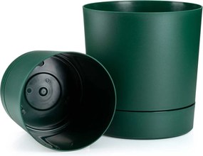 PLASTOVÝ KVETINÁČ AZALEA SADA 2KS 22,5X23,5 CM+17,5X18,5 CM TMAVOZELENÁ