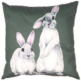 Zelená obliečka na vankúš so zajačikmi - 45*45 cm