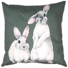 Zelená obliečka na vankúš so zajačikmi - 45*45 cm