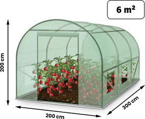 Záhradný tunelový skleník 3 × 2 m (6 m²) PLONOS 4910-C