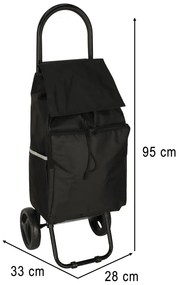 Nákupná taška na kolieskach s rámom 95 cm čierna