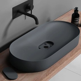 Rea Iris, umývadlo na dosku z konglomerátu 700x355x105 mm, šedá matná, REA-U4306