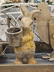 Dekorácia socha králik s kvetináčikom - 23*18*41 cm